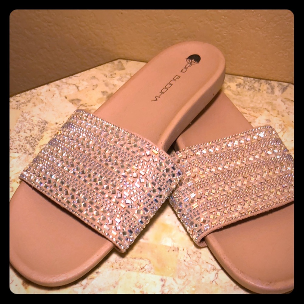 Big Buddha Nude Rhinestone Slides